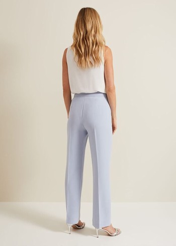 Phase Eight Alexis Pleat Waistband Trousers Blue Australia | ZJ0723945